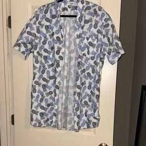 Blue and White Pineapple Print Shirt